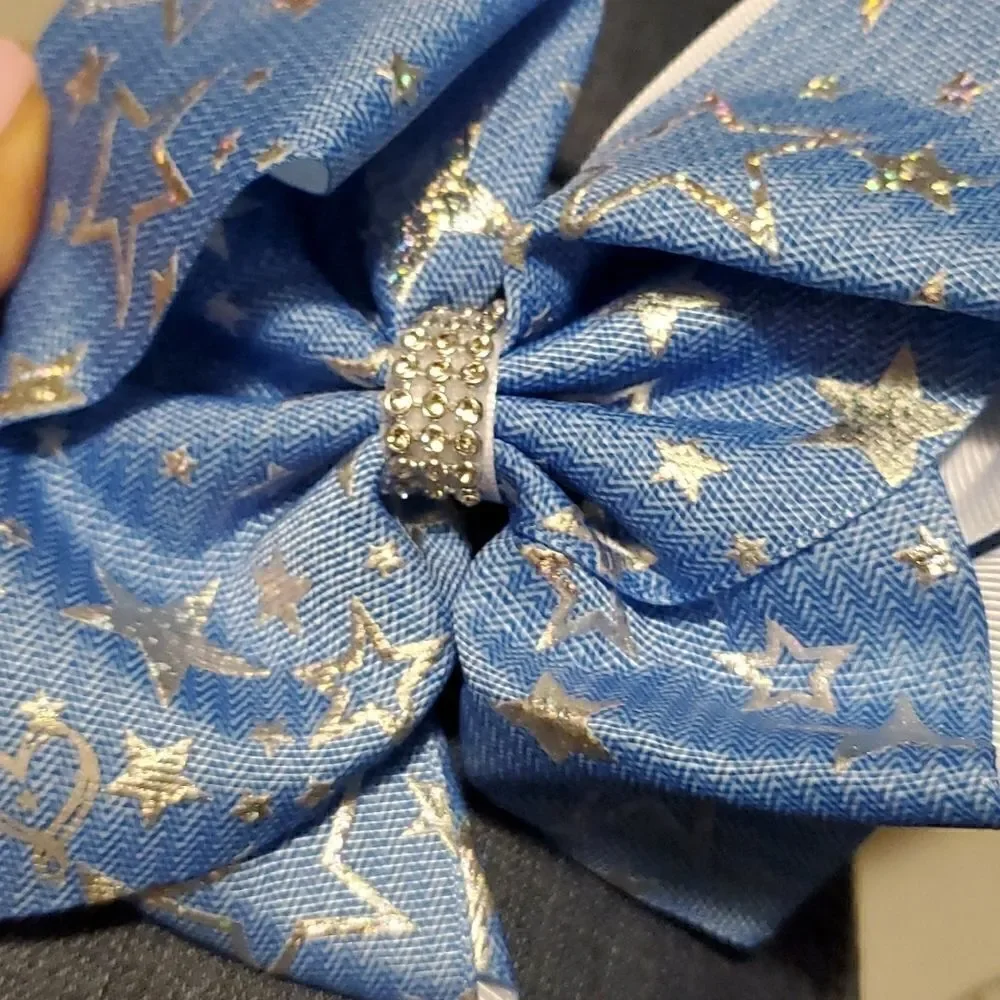 Jojo Siwa Girls Blue & Silver Ponytail Bow